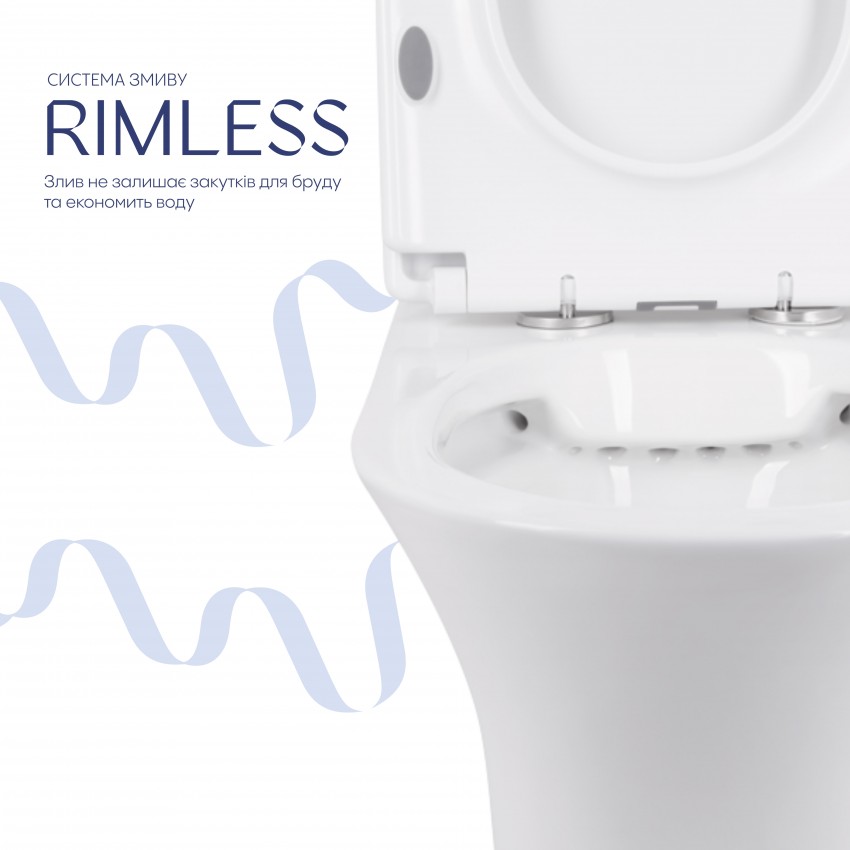 Унітаз підлоговий Presto Rimless 665×345×770 мм, White, з сидінням Slim Duroplast/ Soft-close/ Quick Release QT24221217AW Qtap QTAP фото 4