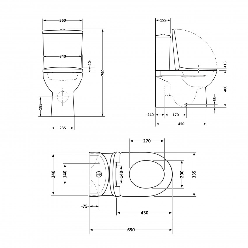 Унітаз підлоговий Presto Rimless 665×345×770 мм, White, з сидінням Slim Duroplast/ Soft-close/ Quick Release QT24221217AW Qtap QTAP фото 1
