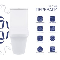 Унітаз підлоговий Kalao Rimless 660×360×820 мм, White, з сидінням Slim Duroplast/ Soft-close/ Quick Release QT08221213A W Qtap QTAP фото 2
