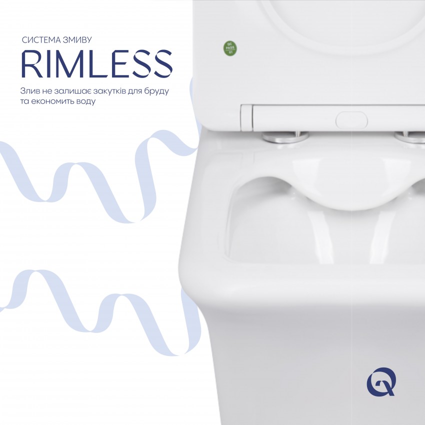 Унітаз підлоговий Kalao Rimless 660×360×820 мм, White, з сидінням Slim Duroplast/ Soft-close/ Quick Release QT08221213A W Qtap QTAP фото 4