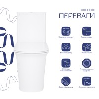Унітаз підлоговий Nando Rimless 620×345×800 мм, White, з сидінням Slim Duroplast/ Soft-close/ Quick Release QT12221222AW Qtap QTAP фото 2