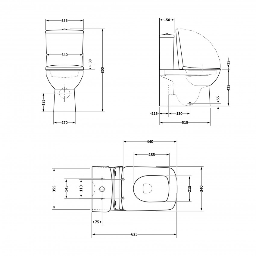 Унітаз підлоговий Nando Rimless 620×345×800 мм, White, з сидінням Slim Duroplast/ Soft-close/ Quick Release QT12221222AW Qtap QTAP фото 1