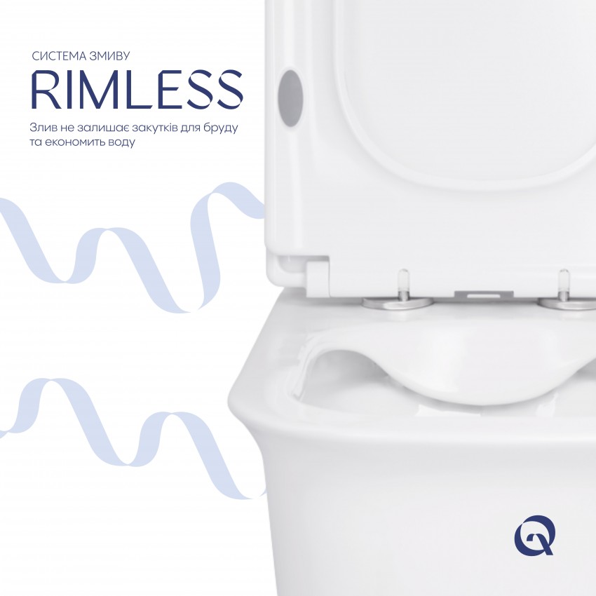 Унітаз підлоговий Nando Rimless 620×345×800 мм, White, з сидінням Slim Duroplast/ Soft-close/ Quick Release QT12221222AW Qtap QTAP фото 4