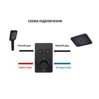 Змішувач для душу Votice, Matt Black термостатичний прихованого монтажу на два споживачі QTVOT6442T105NKB Qtap QTAP фото 4