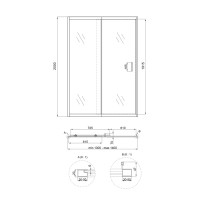 Двері в нішу Taurus CRM2013-14.C6, скло 6 мм Clear, CalcLess, рег. профіль 130-140x200 см, розсувні Qtap QTAP фото 1
