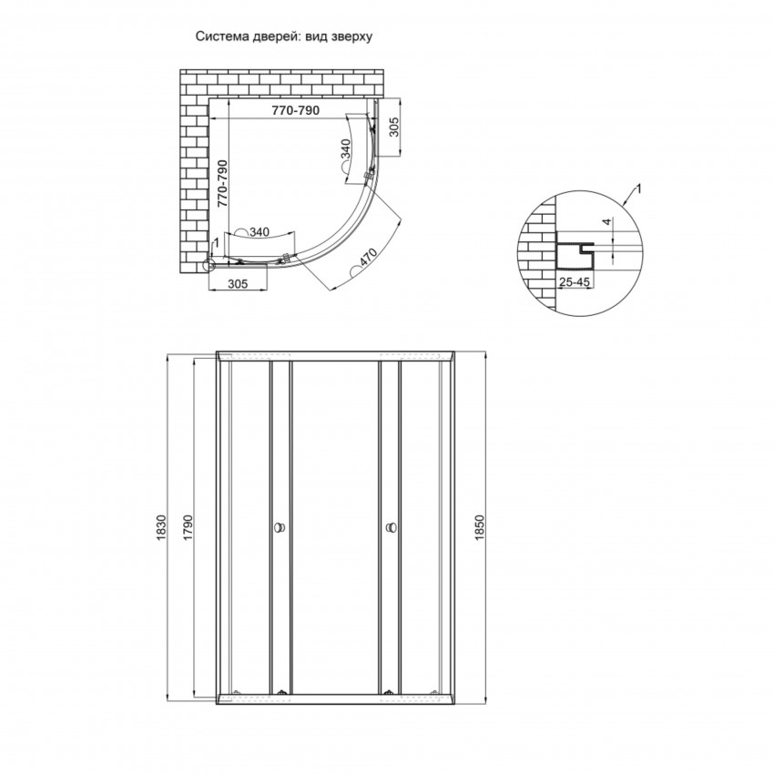 Душова кабіна Latwa SC80x80.SAT.LOW.FR полукругла, для низького піддону, висота 185 см, скло Frost 4 мм, без піддону Lidz LIDZ фото 1
