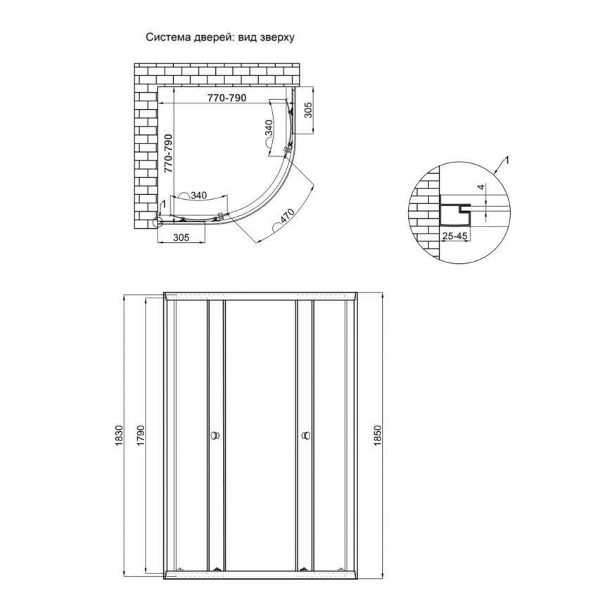 Душова кабіна Latwa SC80x80.SAT.LOW.GR полукругла, для низького піддону, висота 185 см, скло тоноване 4 мм, без піддону Lidz LIDZ фото 1