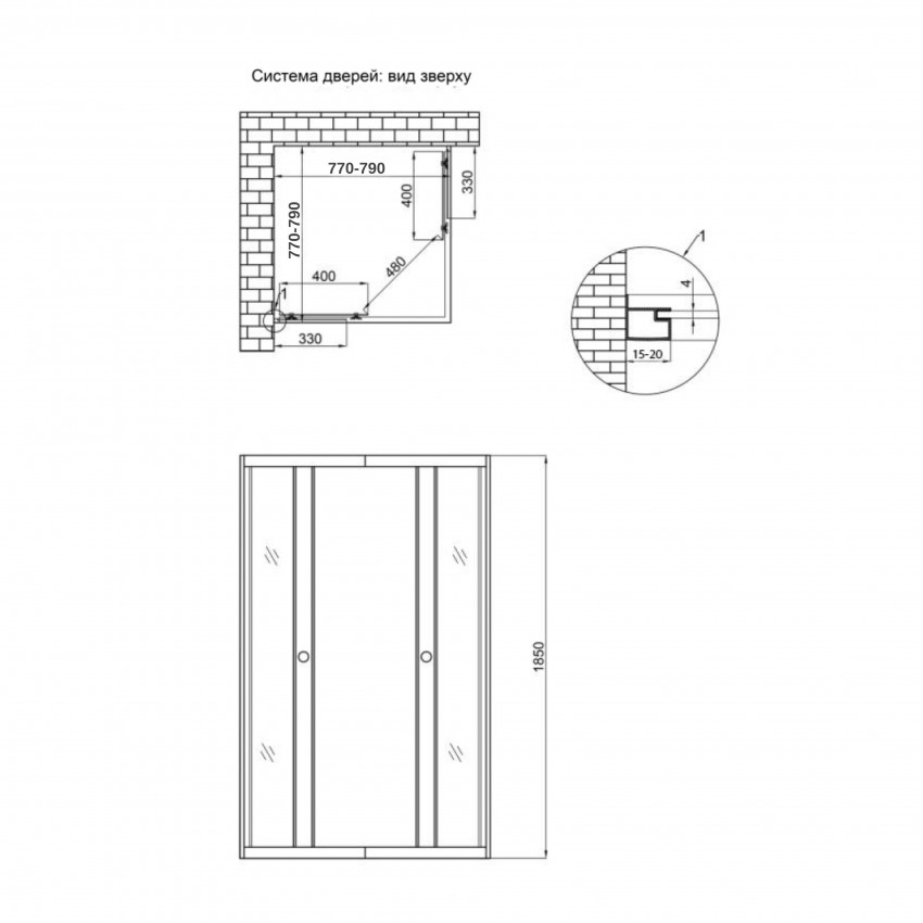 Душова кабіна Wawel SC80x80.SAT.LOW.FR квадратна, для низького піддону, висота 185 см, скло Frost 4 мм, без піддону Lidz LIDZ фото 1