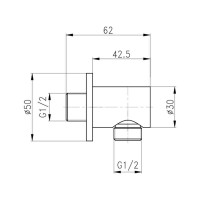 Підключення для шланга Spojeni, Matt Black округле QTCRBB030 Qtap QTAP фото 1