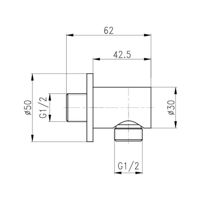 Підключення для шланга Spojeni, Matt Black округле QTCRBB030 Qtap QTAP фото 1