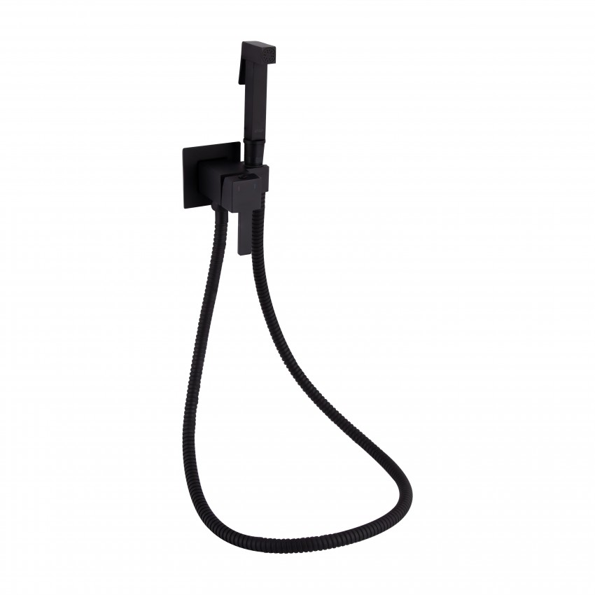 Набір для гігієнічного душу Inspai-Varius, Matt Black (k35) прямокутний QT259710842859NB Qtap QTAP