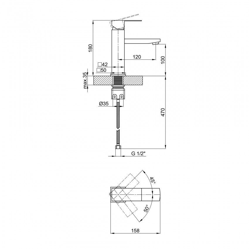 Змішувач для раковини низький Kubis 001F, Black (k35) LDKUB001FBLA43376 Lidz LIDZ фото 1