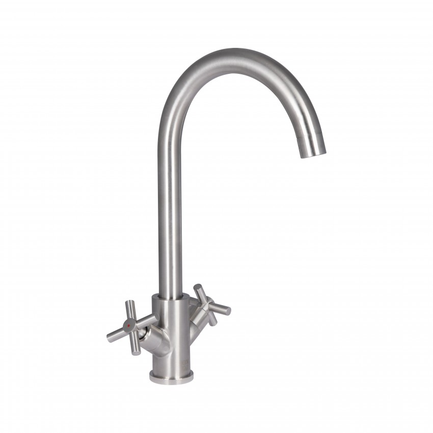 Змішувач для кухні Wind 013F, Nickel двовентильний LDWIN013FNKS43390 Lidz LIDZ