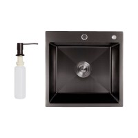 Мийка для кухні інтегрована Handmade H5050B, Brushed Black PVD, 3,0/1,0 мм LDH5050BPVD43619 Lidz