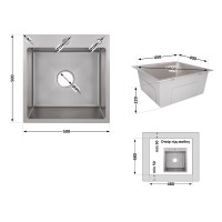 Мийка для кухні інтегрована Handmade H5050G, Brushed Grey PVD, 3,0/1,0 мм LDH5050GPVD43620 Lidz LIDZ фото 1