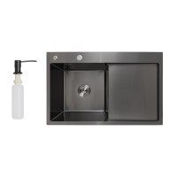 Мийка для кухні інтегрована Handmade H7849BR, Brushed Black PVD, 3,0/1,0 мм, крило праворуч LIDZH7849BRPVD3008 Lidz