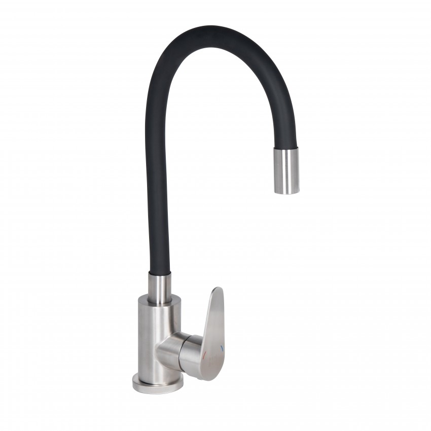Змішувач для кухні Vida 015F3, Black (k35) з гнучким виливом LDVID015F3BLA43358 Lidz LIDZ