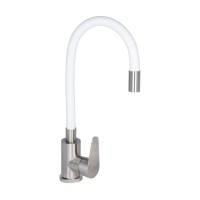 Змішувач для кухні Vida 015F3, White (k35) з гнучким виливом LDVID015F3WHI43357 Lidz