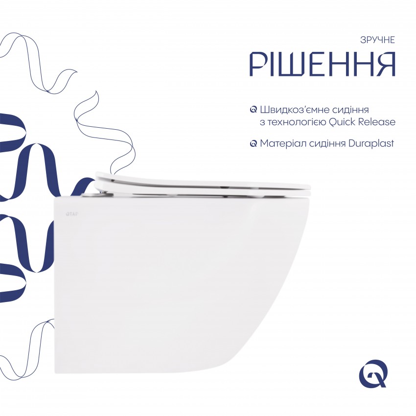 Унітаз підвісний Robin Ultra Quiet 490x365x325 мм, White, з сидінням Slim Duroplast/ Soft-close/ Quick Release QT13332381АSW Qtap QTAP фото 3