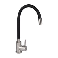 Змішувач для кухні Aria 015F3, Black (k35) з гнучким виливом LDARI015F3BLA43364 Lidz