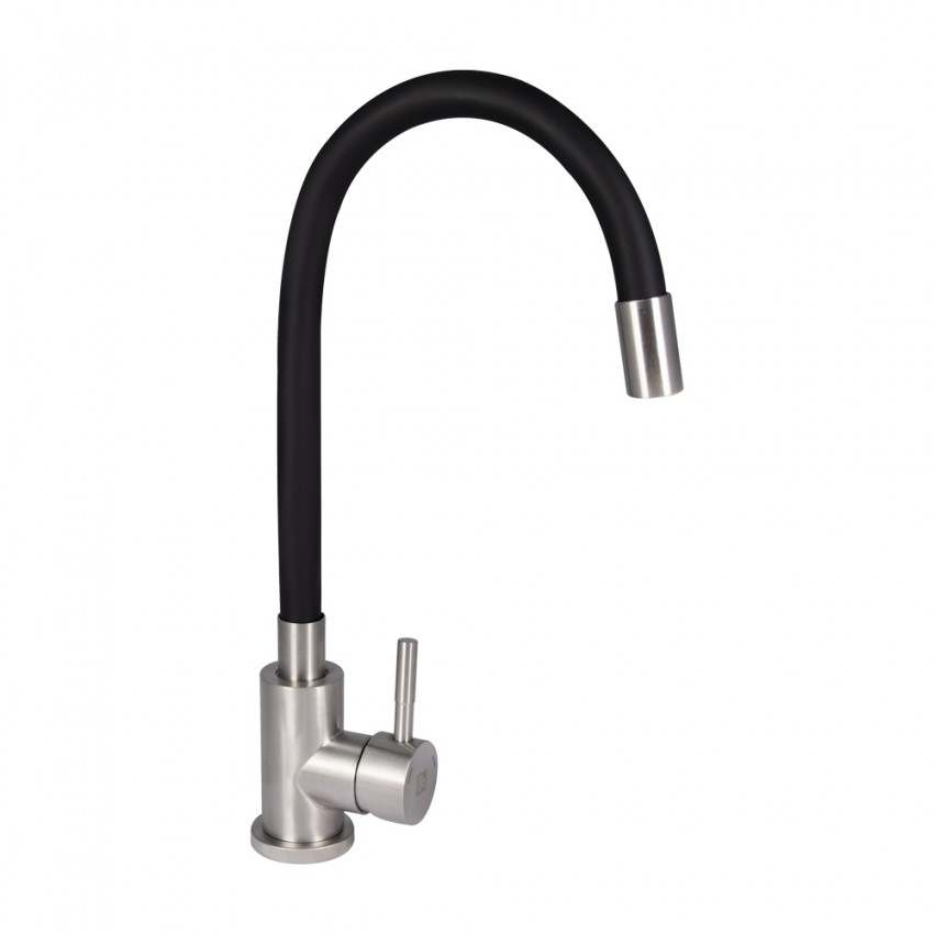 Змішувач для кухні Aria 015F3, Black (k35) з гнучким виливом LDARI015F3BLA43364 Lidz LIDZ