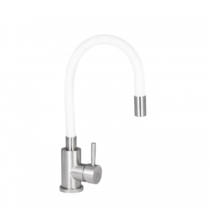 Змішувач для кухні Aria 015F3, White (k35) з гнучким виливом LDARI015F3WHI43362 Lidz LIDZ