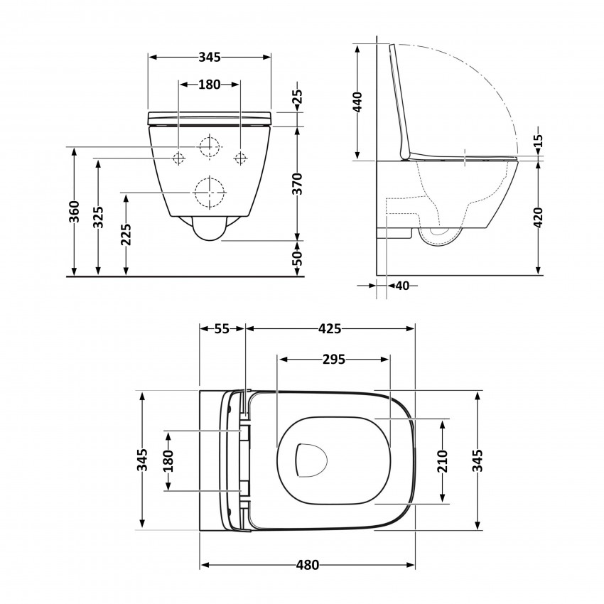 Унітаз підвісний Tern Ultra Quiet 490x365x325 мм, White, з сидінням Slim Duroplast/ Soft-close/ Quick Release QT17332303ASW Qtap QTAP фото 1