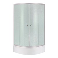 Набір: Душова кабіна Latwa SC90x90.SAT.MID.FR напівкругла, скло Frost 4 мм + Душовий піддон Kapielka ST90x90x26, з панеллю Lidz