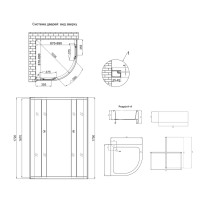 Набір: Душова кабіна Latwa SC90x90.SAT.MID.FR напівкругла, скло Frost 4 мм + Душовий піддон Kapielka ST90x90x26, з панеллю Lidz LIDZ фото 1