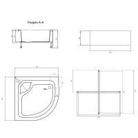 Душовий піддон Kapielka ST90x90x41, високий, напівкруглий, з панеллю, діаметр зливу 52 мм Lidz LIDZ фото 1