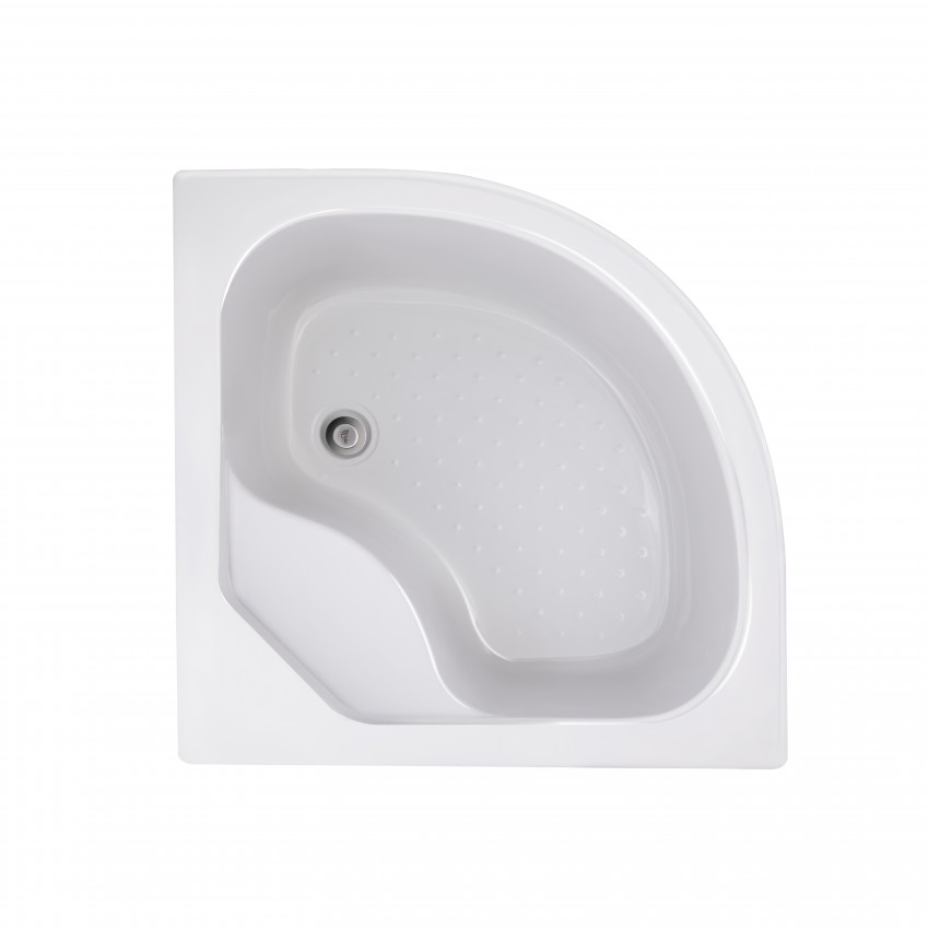 Душовий піддон Kapielka ST90x90x41, високий, напівкруглий, з панеллю, діаметр зливу 52 мм Lidz LIDZ