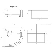 Душовий піддон Kapielka ST80x80x41, високий, напівкруглий, з панеллю, діаметр зливу 52 мм Lidz LIDZ фото 1