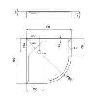 Душовий піддон Kapielka ST90x90x14 низький, напівкруглий, діаметр зливу 52 мм Lidz LIDZ фото 1