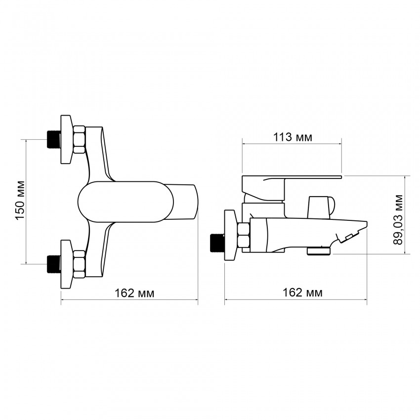 Змішувач для ванни Tani 0061, Chrome (k40) з душовим гарнітуром LDTAN0061CRM44963 Lidz LIDZ фото 1