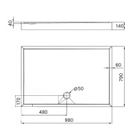 Душовий піддон Kapielka ST100x80х14 низький, прямокутний, діаметр зливу 52 мм Lidz LIDZ фото 1