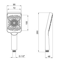 Лійка для ручного душу Rucni, 145x90 мм, Graphite прямокутна QTRUCA145S1GRP Qtap QTAP фото 1