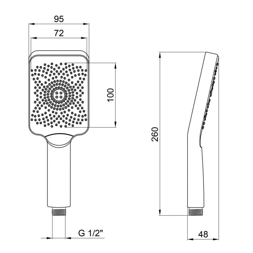 Лійка для ручного душу Rucni, 145x90 мм, Graphite прямокутна QTRUCA145S1GRP Qtap QTAP фото 1