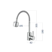 Змішувач для кухні Aria 015F41, Nickel (k35) з гнучким виливом LDARI015F41NKS45306 Lidz LIDZ фото 1