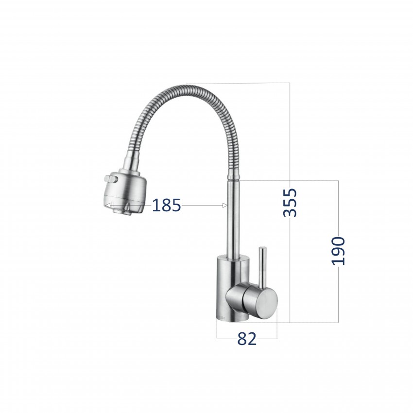 Змішувач для кухні Aria 015F41, Nickel (k35) з гнучким виливом LDARI015F41NKS45306 Lidz LIDZ фото 1