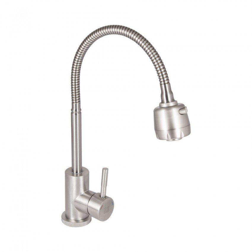 Змішувач для кухні Aria 015F41, Nickel (k35) з гнучким виливом LDARI015F41NKS45306 Lidz LIDZ