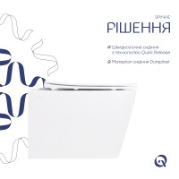 Унітаз підвісний Crow Ultra Quiet 490х360х290 мм, White, з сидінням Slim Duroplast/ Soft-close/ Quick Release QT05335171W Qtap QTAP фото 3