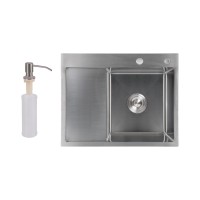 Мийка для кухні інтегрована Handmade H6350L, Brushed Steel, 3,0/1,0 мм, крило ліворуч LDH6350BRUL45588 Lidz