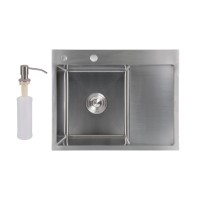 Мийка для кухні інтегрована Handmade H6350R, Brushed Steel, 3,0/1,0 мм, крило праворуч LDH6350BRUR45587 Lidz