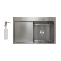 Мийка для кухні інтегрована Handmade H7849L, Brushed Steel, 3,0/1,0 мм, крило ліворуч LDH7849BRUL45592 Lidz