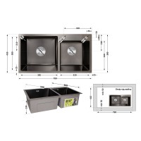 Мийка для кухні H7843 PVD вбудована Black 3,0/1,0 мм Lidz LIDZ фото 1