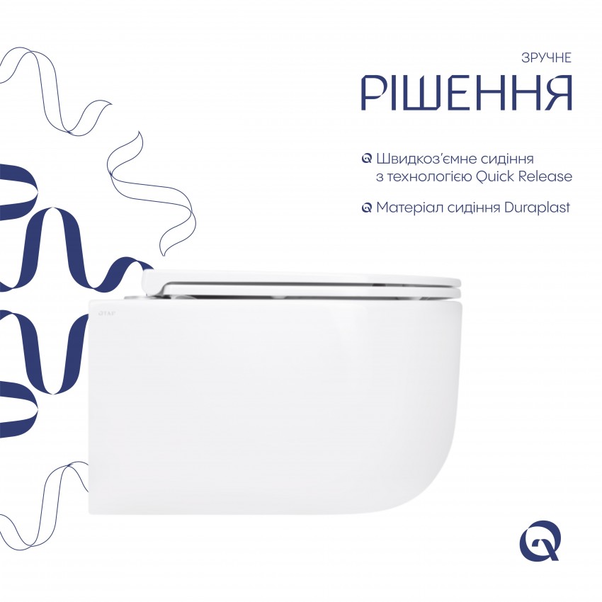Унітаз підвісний Taurus Ultra Quiet 490х360х380 мм, White, з сидінням Slim Duroplast/ Soft-close/ Quick Release QT2433084EUQW Qtap QTAP фото 3