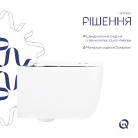 Унітаз підвісний Gemini Ultra Quiet 530х365х373 мм, White, з сидінням Slim Duroplast/ Soft-close/ Quick Release QT2533076EUQW Qtap QTAP фото 3