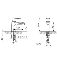 Змішувач для раковини низький Wieza 001, Chrome (k35) LDWIE001CRM45409 Lidz LIDZ фото 1