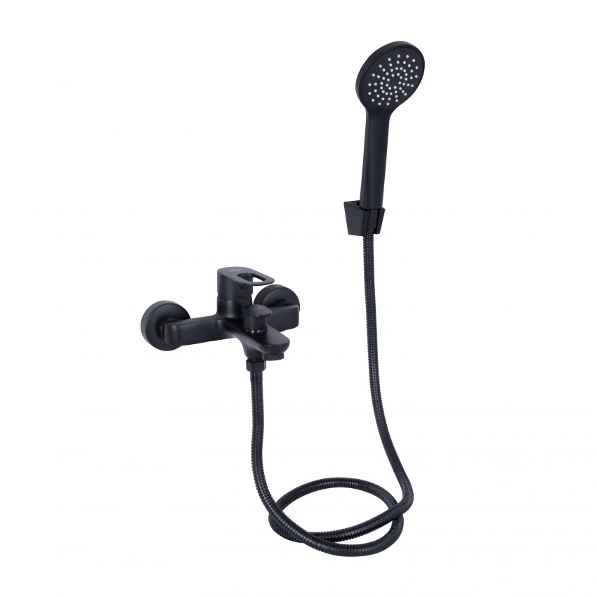 Змішувач для ванни Latwa 006, Black (k35) з душовим гарнітуром LDLAT006BLA45419 Lidz LIDZ