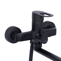 Змішувач для ванни Latwa 005, Black (k35) з довгим поворотним виливом та душовим гарнітуром LDLAT005BLA45420 Lidz LIDZ фото 2